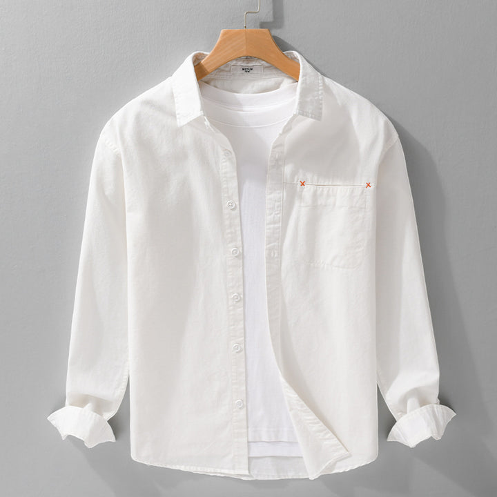 Herren Leichtes Baumwoll-Layering-Overshirt mit tonaler Brusttasche und Soft‑Touch‑Finish Echoarchiv