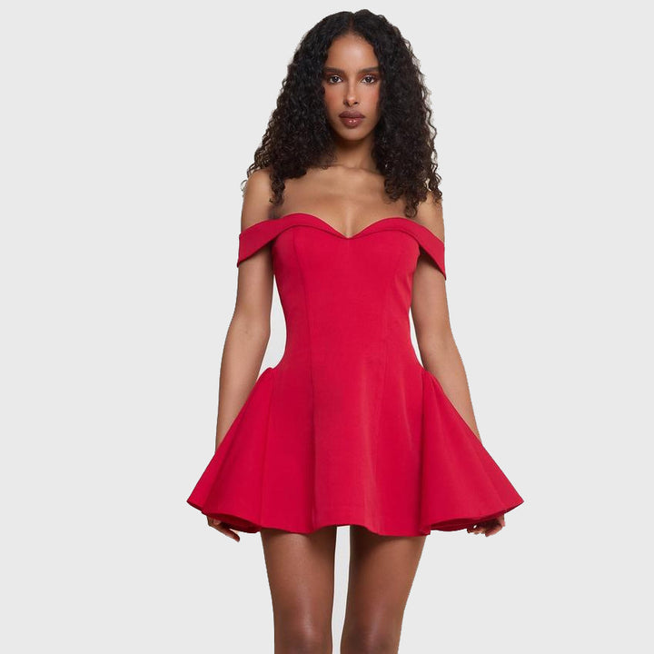 Damen Offshoulder Mini Kleid mit verspieltem Schnitt Echo Archiv
