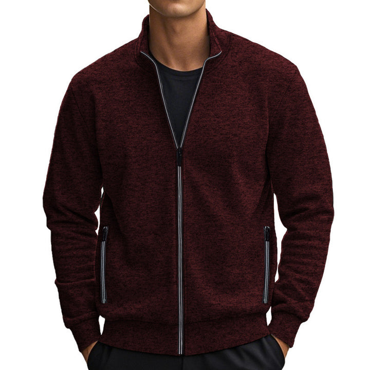 Herren sportliche Fleecejacke mit hohem Kragen und praktischen Taschen Echoarchiv