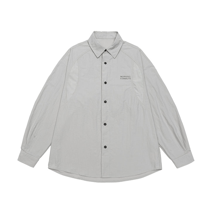 Unisex Leichtes Overshirt im Coach-Stil mit Hemdkragen und Brustprint Echoarchiv
