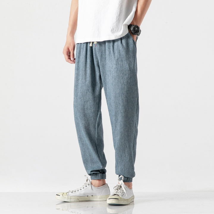 Herren nan leichte Leinenhose mit Tunnelzug und elastischen Bündchen Echo Archiv