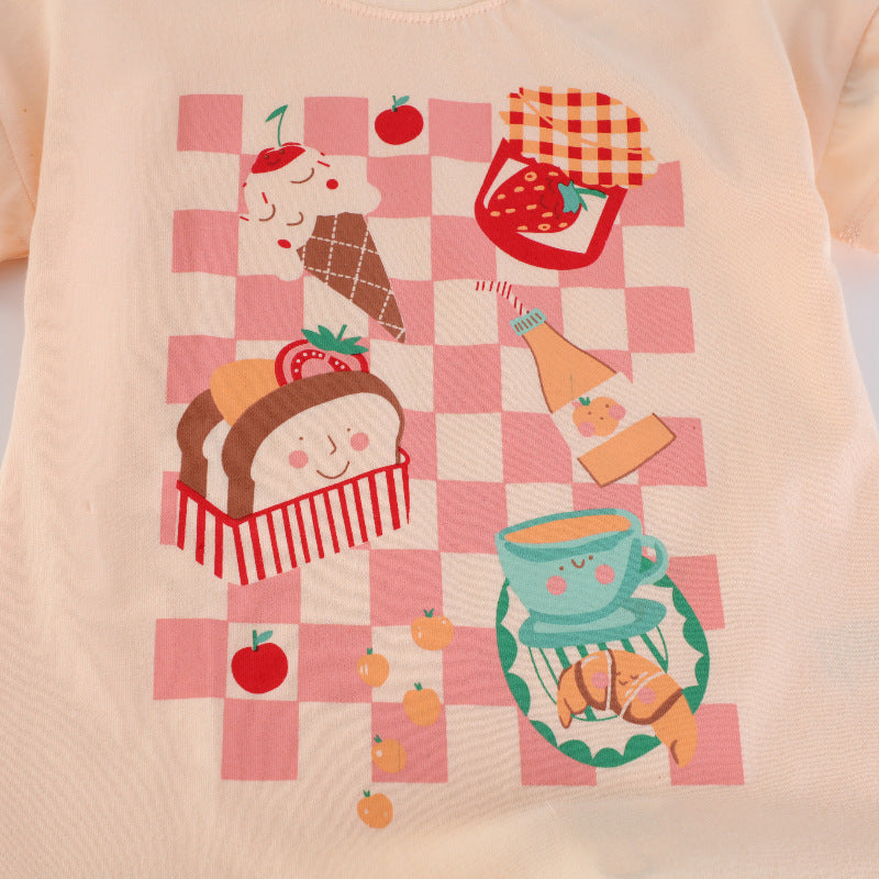 Mädchen T-Shirt mit fröhlichem Speisenmotiv Echo Archiv