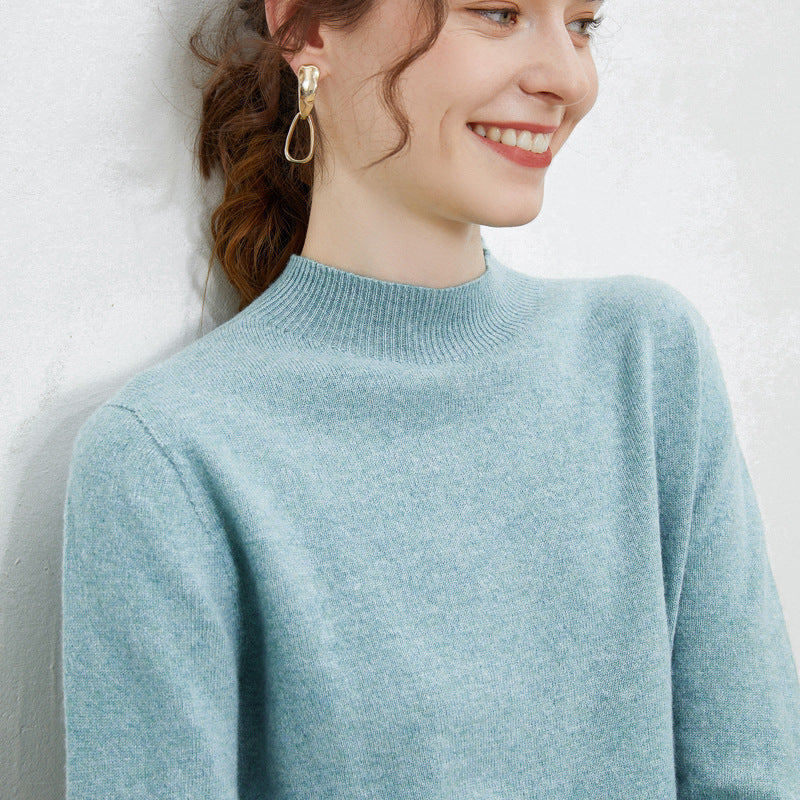 Damen weicher Feinstrick-Mockneckpullover mit Angora‑Look und legerer Silhouette Echoarchiv
