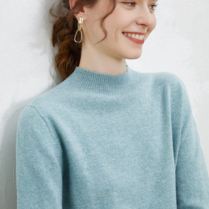 Damen weicher Feinstrick-Mockneckpullover mit Angora‑Look und legerer Silhouette Echoarchiv