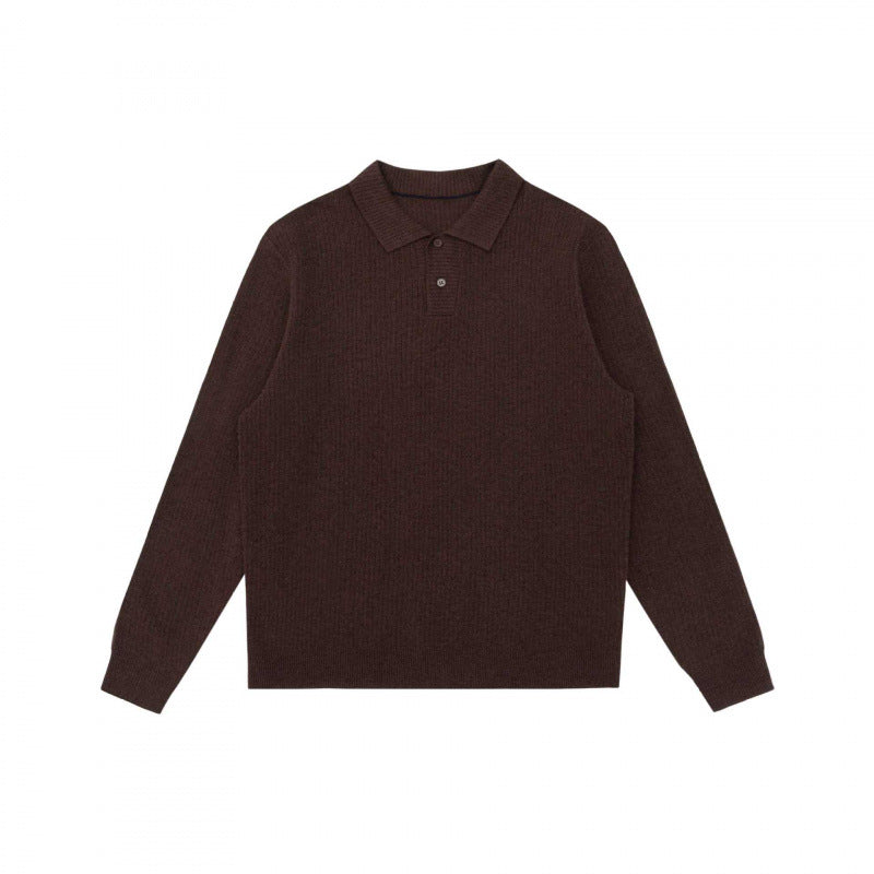 Herren Feinstrick-Poloshirt mit Rippenstruktur, Langarm und klassischem Hemdkragen Echo Archiv