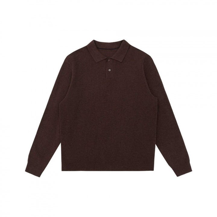 Herren Feinstrick-Poloshirt mit Rippenstruktur, Langarm und klassischem Hemdkragen Echo Archiv