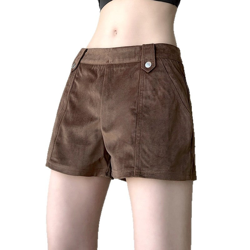 Damen modische Kunstleder Shorts mit eleganten Details Echo Archiv
