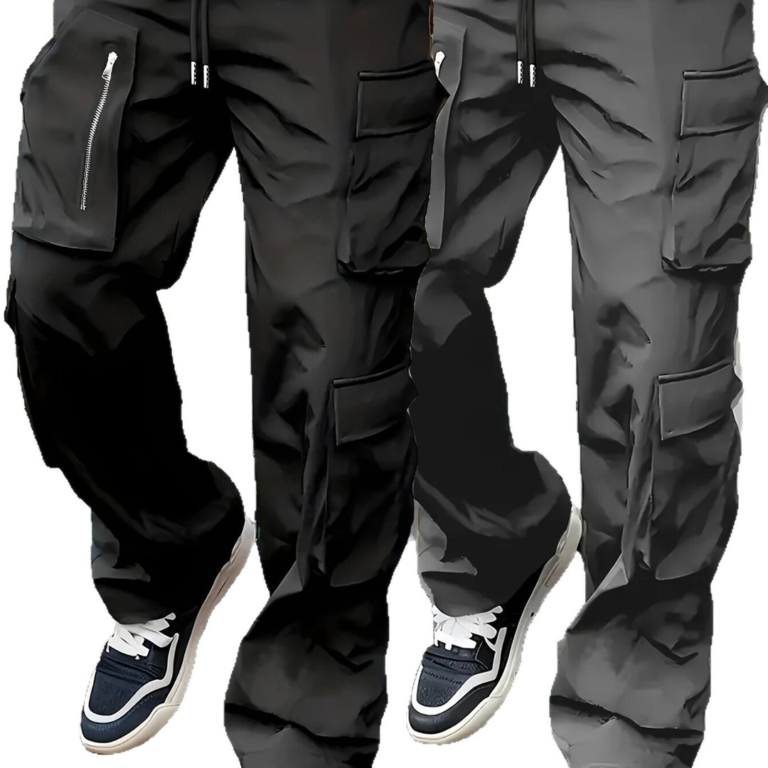 Herren weite Utility-Cargohose mit Tunnelzugbund, multifunktionalen Taschen & Reißverschlusstasche Echo Archiv
