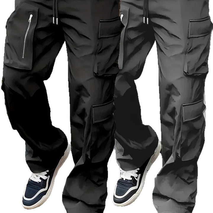 Herren weite Utility-Cargohose mit Tunnelzugbund, multifunktionalen Taschen & Reißverschlusstasche Echo Archiv