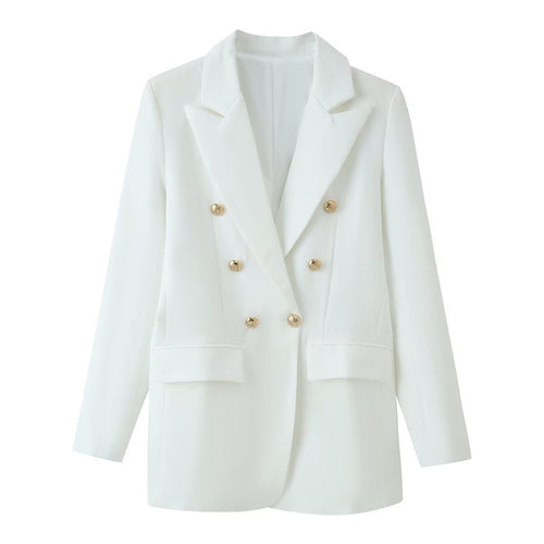 Damen Longline-Doppelreiher Blazer mit markanten Revers und goldenen Zierknöpfen Echo Archiv