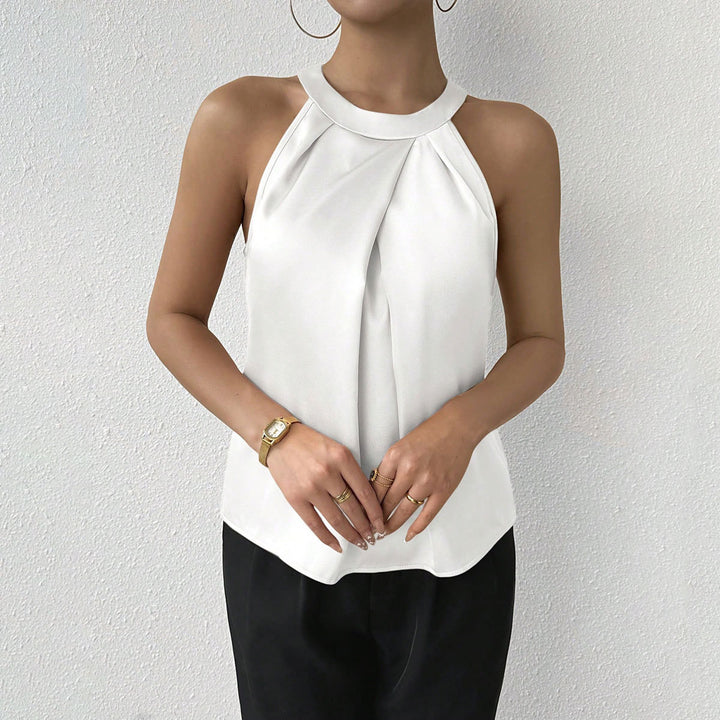 Damen Elegantes Top mit drapiertem U-Ausschnitt und High-End Satinfinish Echo Archiv
