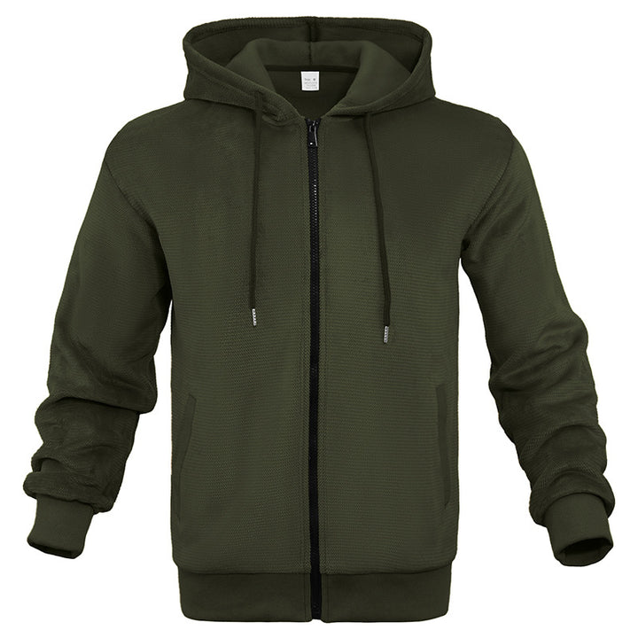 Herren Strukturiertes Kapuzen-Sweatshirt mit Vollzip, Seitentaschen und Rippbündchen Echoarchiv