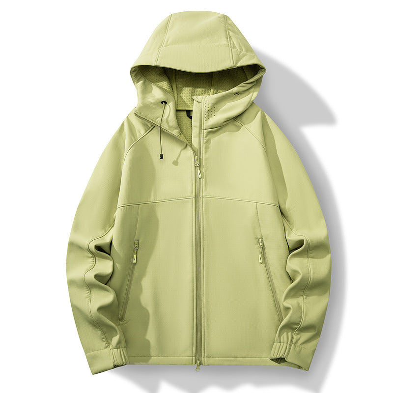 Herren Atmungsaktive Softshell-Hybridjacke mit Kapuze, Fleece-Innenfutter und Zwei-Wege-Reißverschluss Echoarchiv