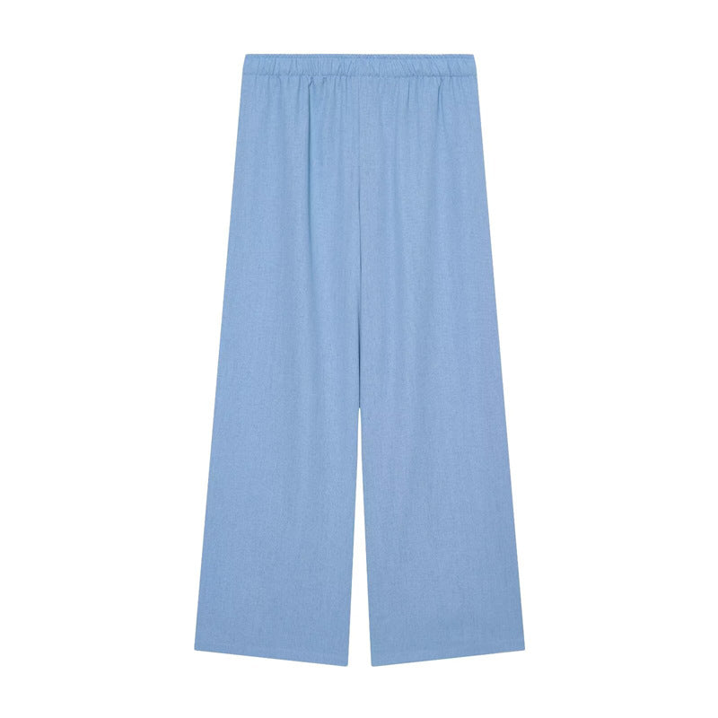 Damen Weite Palazzo-Hose mit elastischem Bund und fließendem Leinenmix Echo Archiv