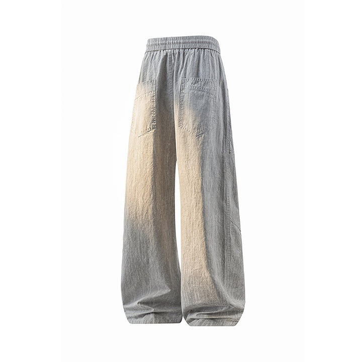 Damen Weite Leinenoptik-Hose mit elastischem Bund und aufgesetzten Taschen Echo Archiv