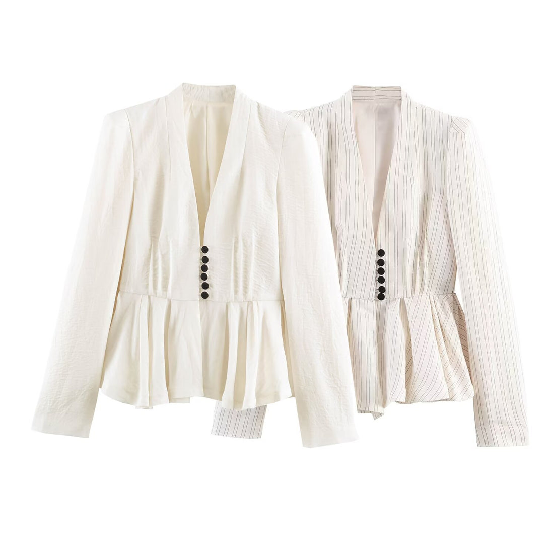 Damen Taillierte Blazerjacke mit tiefem V-Ausschnitt, Schößchen und Zierknopfleiste Echo Archiv