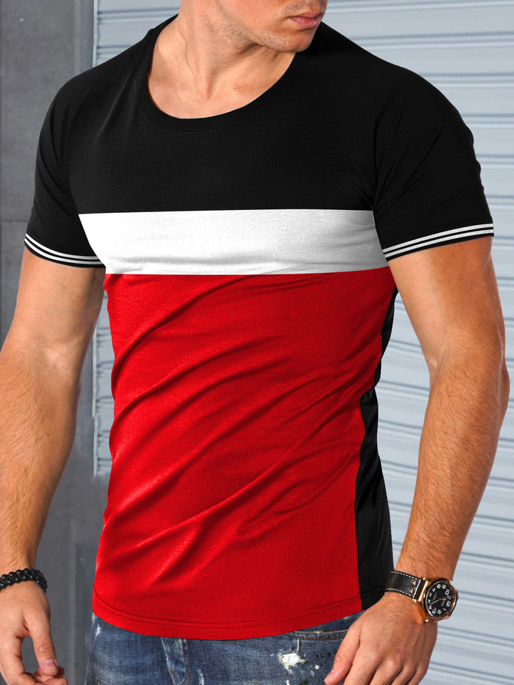 Herren modernes Kurzarm-T-Shirt mit strukturiertem Design und Kontrastdetails Echoarchiv