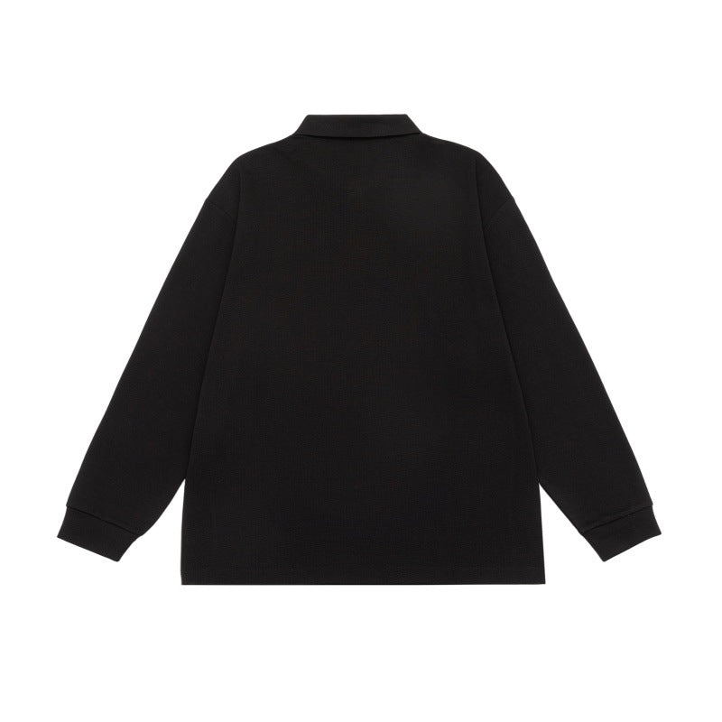 Unisex Langarm-Poloshirt im Oversize-Sweatstyle mit Kontrast-Seiteneinsätzen Echoarchiv