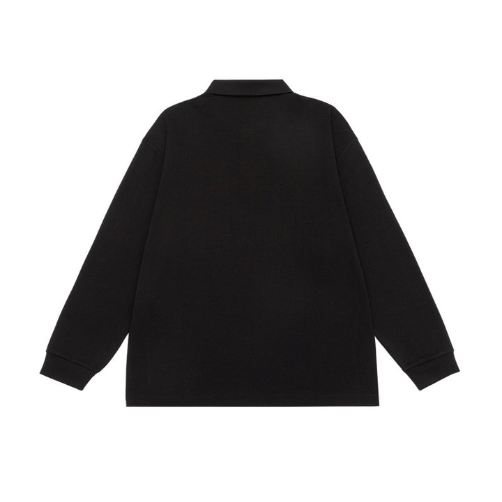 Unisex Langarm-Poloshirt im Oversize-Sweatstyle mit Kontrast-Seiteneinsätzen Echoarchiv