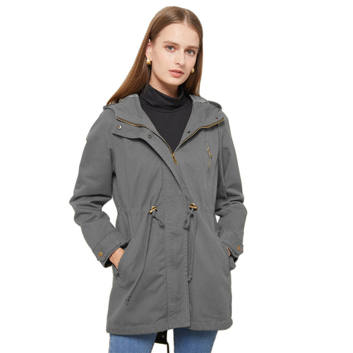 Damen nan leichter Parka mit Kapuze, Kordelzug und verdecktem Reißverschluss Echo Archiv