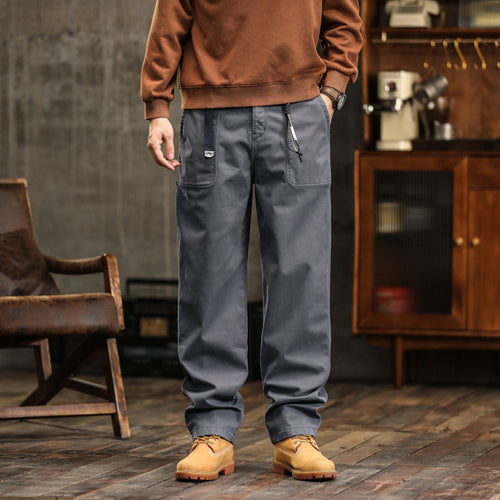 Herren Lockere Canvas-Cargohose mit Tunnelzugbund und aufgesetzten Fronttaschen Echo Archiv