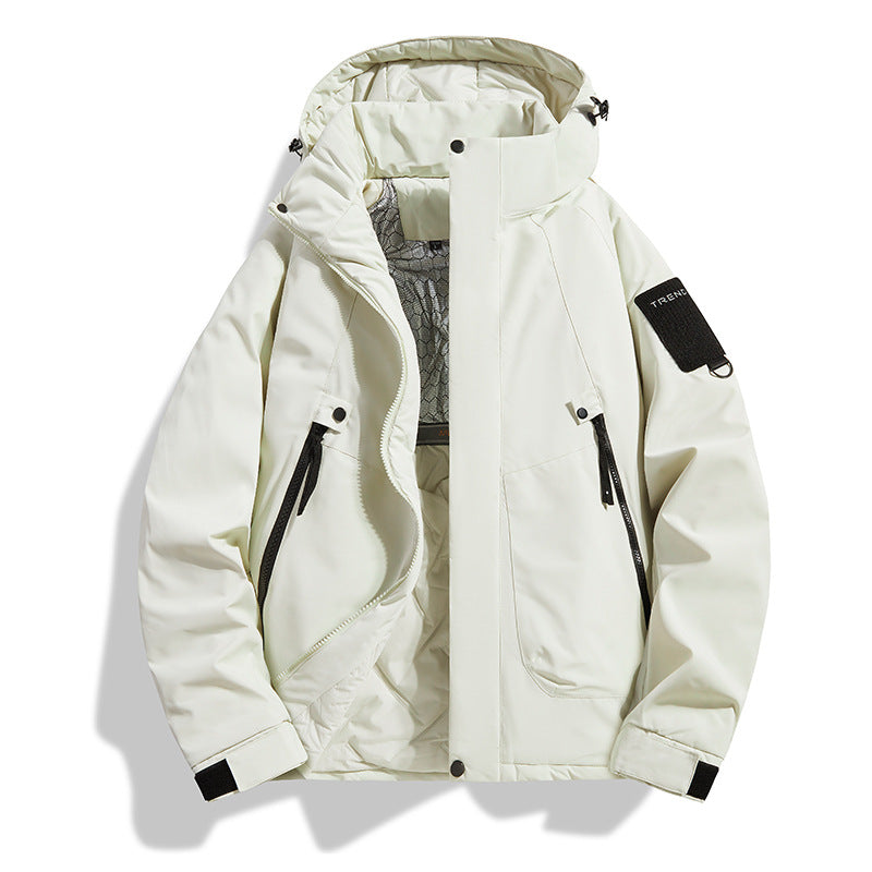 Herren Isolierte Kapuzen-Fieldjacke mit gesteppter Thermofütterung, winddichter Hülle & Utility-Taschen Echoarchiv