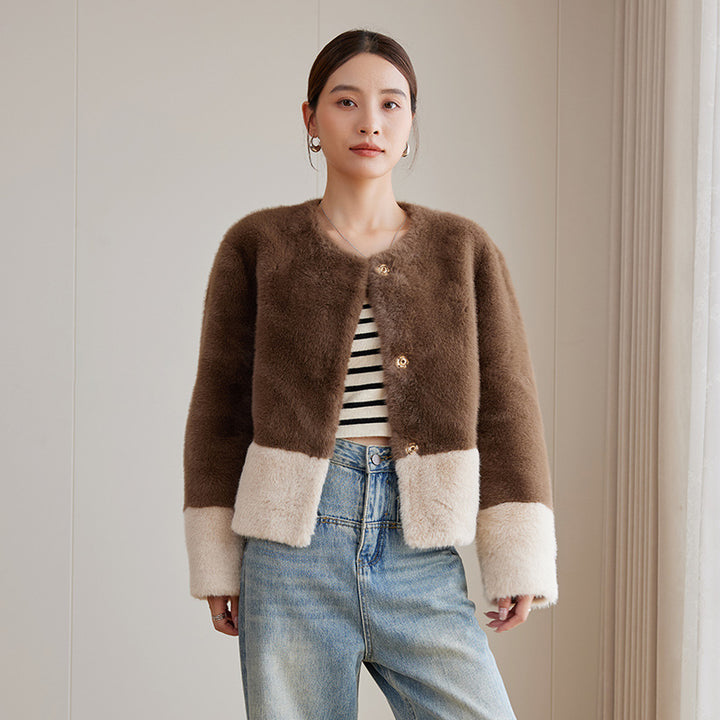 Damen Flauschige Kurzjacke Echo Archiv