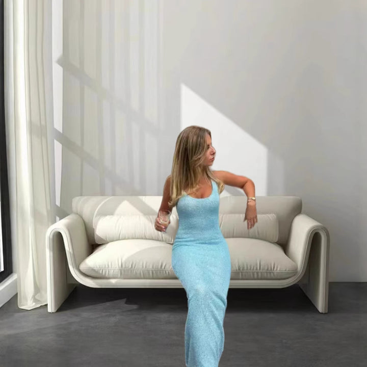 Damen nan schlankes Etui-Abendkleid mit Spaghettiträgern und dezentem Glitzereffekt Echo Archiv
