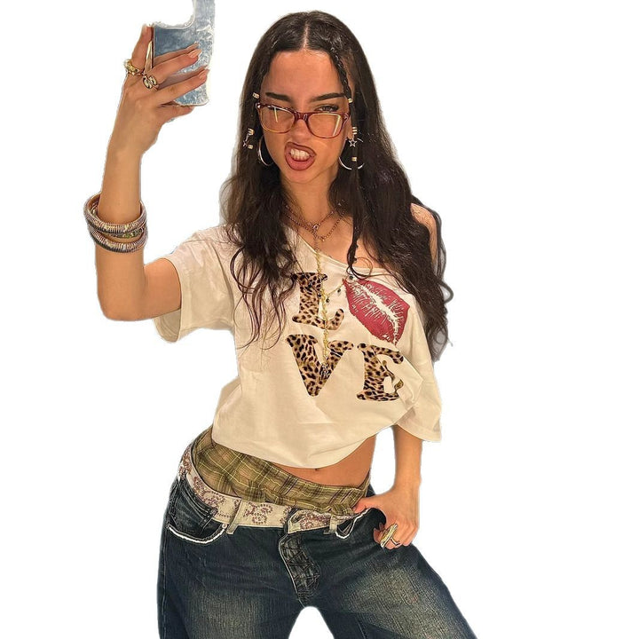 Damen Modisches T-Shirt mit kreativem Grafikdruck Echo Archiv