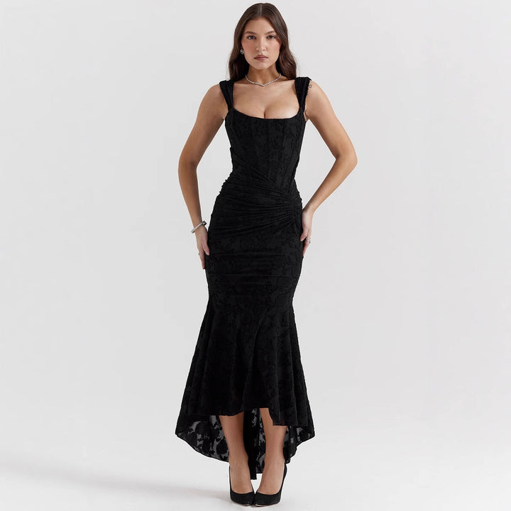 Damen Elegantes Maxikleid mit raffinierten Rüschen und schmeichelndem Schnitt Echoarchiv