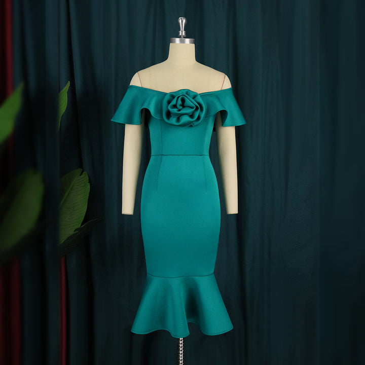 Damen figurbetontes Abendkleid mit Rüschendetails Echo Archiv