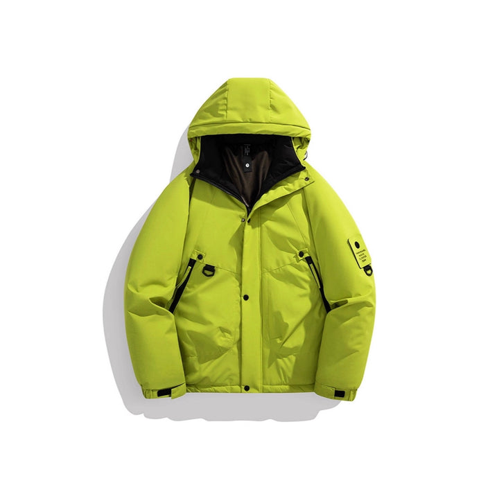 Herren Wattierte Outdoorjacke mit Kapuze, Multifunktionstaschen und winddichter Außenlage Echoarchiv