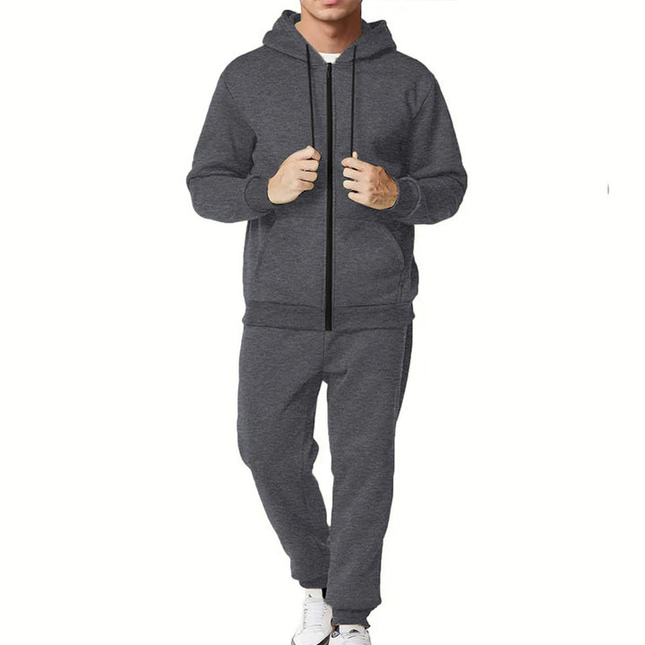 Herren sportliches Hoodie- und Jogginganzug-Set mit Reißverschluss und elastischem Bund Echoarchiv