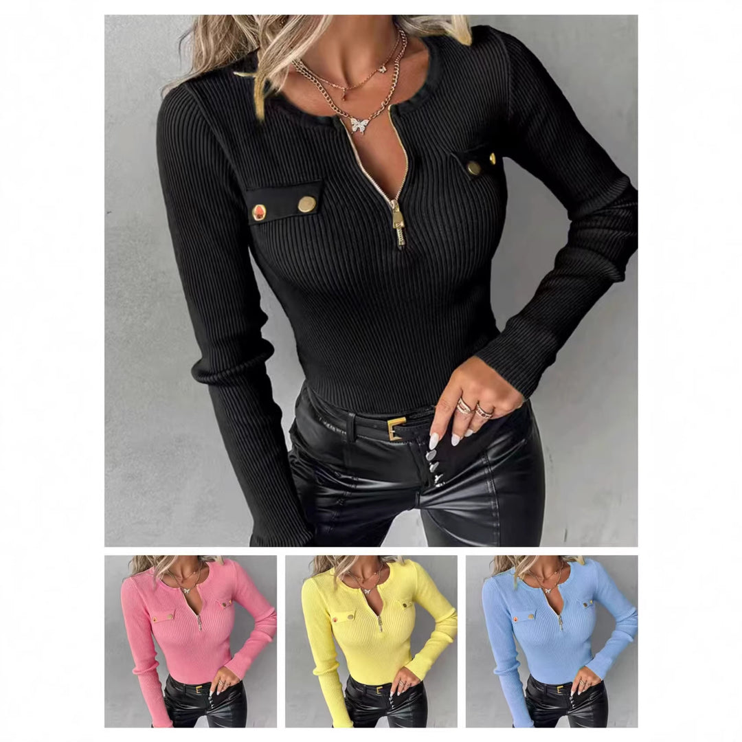 Damen Sportliches Langarmshirt mit Reißverschluss Echo Archiv