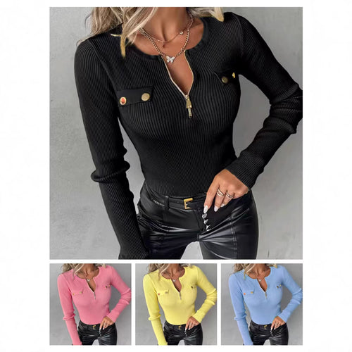 Damen Sportliches Langarmshirt mit Reißverschluss Echo Archiv