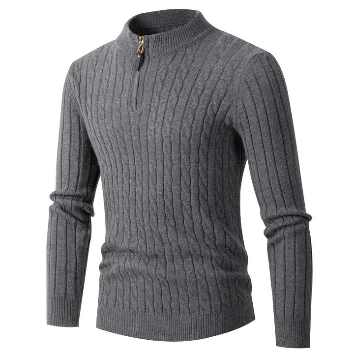 Herren eleganter Rollkragenpullover mit strukturiertem Zopfmuster Echoarchiv