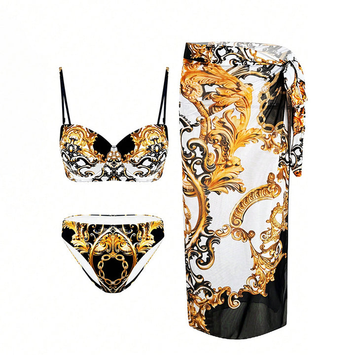 Damen Bikini-Set mit elegantem Wickelrock und verspieltem Oberteil Echo Archiv