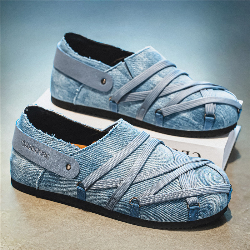 Herren lässige Slipper im Denim-Look mit elastischen Riemen, verstellbarem Fersenriemen und profilierter Gummisohle Echo Archiv