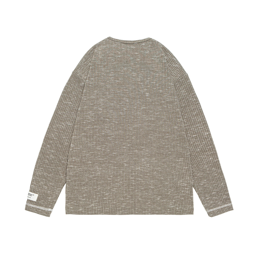 Unisex Gerippter Henley-Pullover mit Knopfleiste und Oversize-Silhouette Echoarchiv