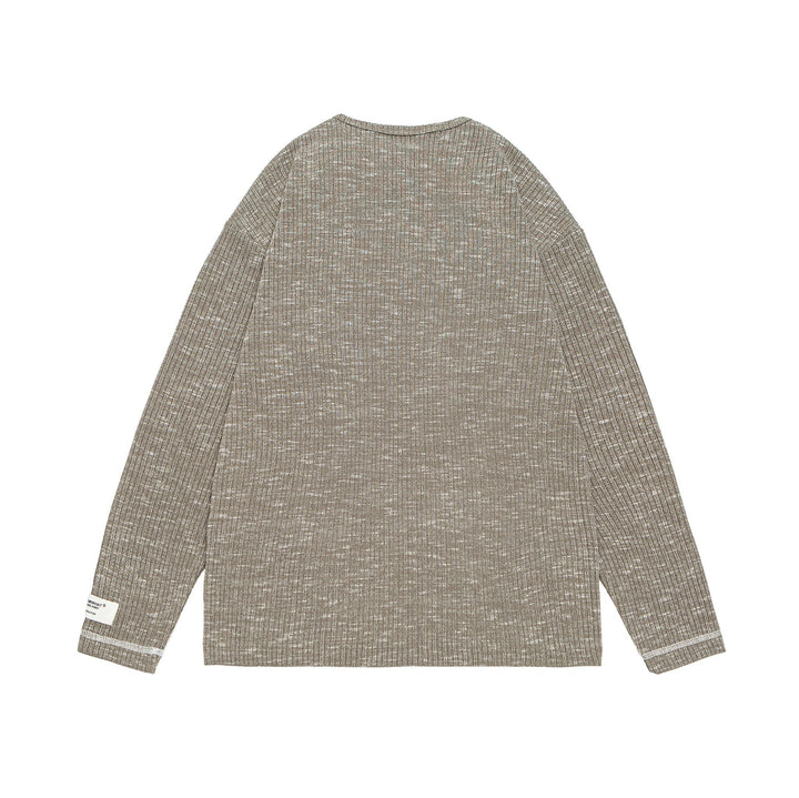 Unisex Gerippter Henley-Pullover mit Knopfleiste und Oversize-Silhouette Echoarchiv