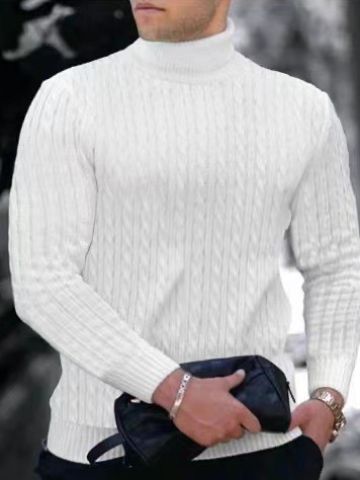 Herren Rollkragenpullover mit strukturiertem Strickmuster Echoarchiv