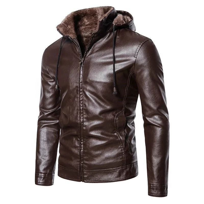 Herren modische Kunstlederjacke mit warmem Innenfutter Echoarchiv