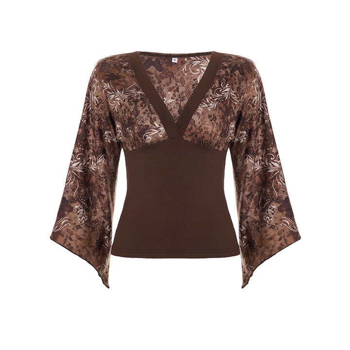 Damen Langarmbluse mit voluminösen Ärmeln und floralem Print Echo Archiv