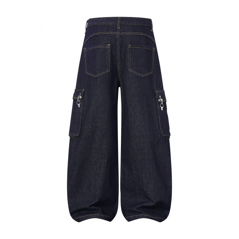 Damen Ballonförmige Cargo-Jeans mit hoher Taille, weitem Bein und aufgesetzten Klappentaschen Echo Archiv
