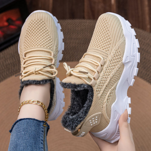 Damen nan gestrickter Winter-Chunky-Sneaker mit kuscheligem Kunstfellfutter und profilierter Dämpfsohle Echo Archiv