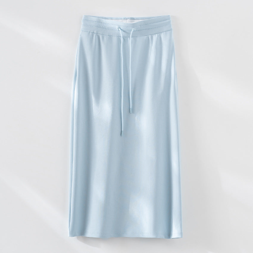 Damen Jersey-Midirock mit elastischem Tunnelzugbund und geradem Fall Echoarchiv