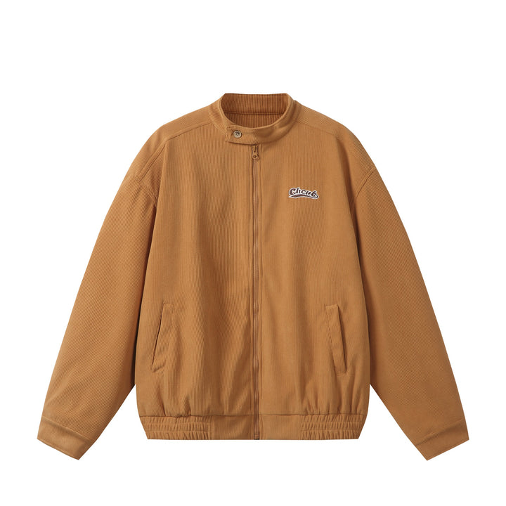Unisex weit geschnittene Cord‑Blousonjacke mit Stehkragen, durchgehendem Reißverschluss und elastischem Saum Echoarchiv