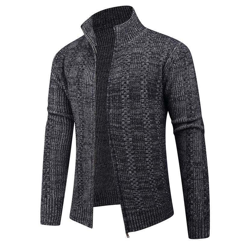 Herren Freizeit Strickjacke mit hohem Kragen und modernem Zipper Echoarchiv