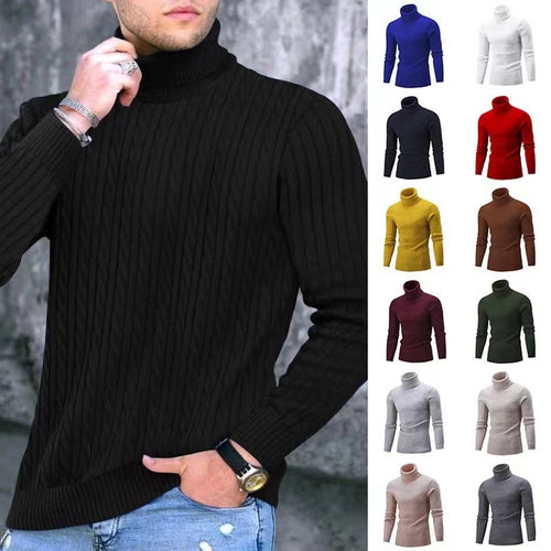 Herren Strickpullover mit modernem Rippmuster und hohem Kragen Echoarchiv