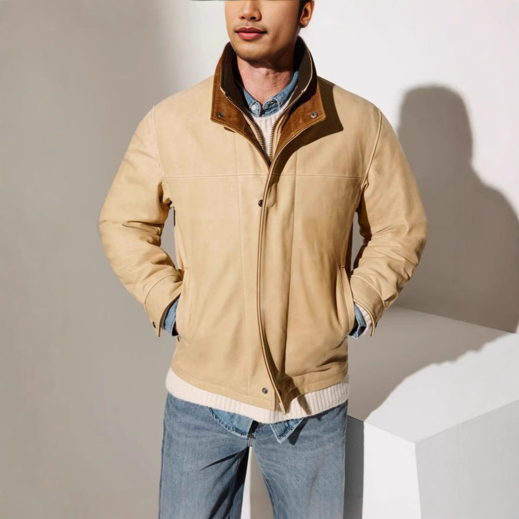 Herren Lederjacke im klassischen Stil mit wärmenden Innenfutter Echoarchiv